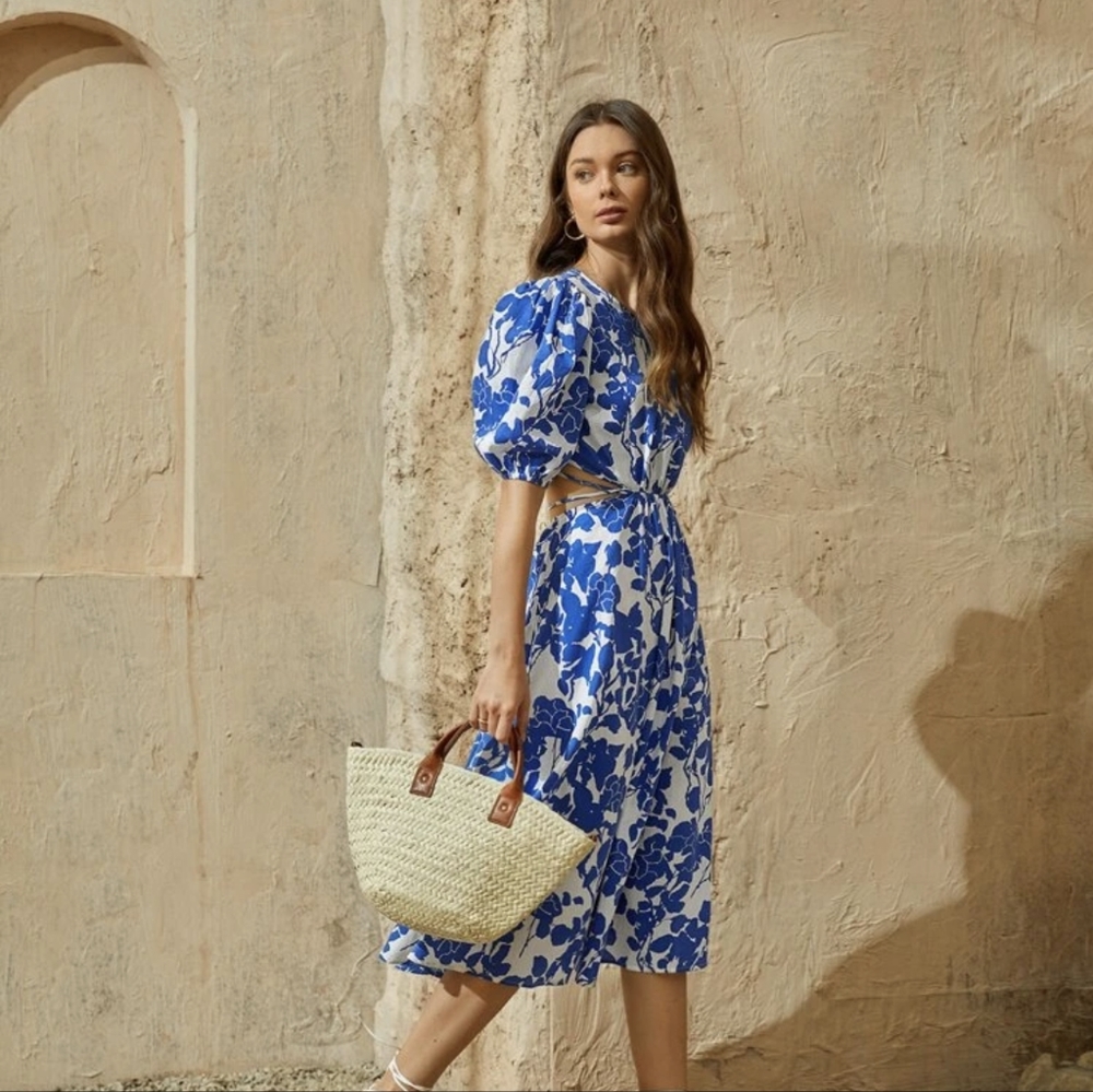 Floral tie back, cutout dress